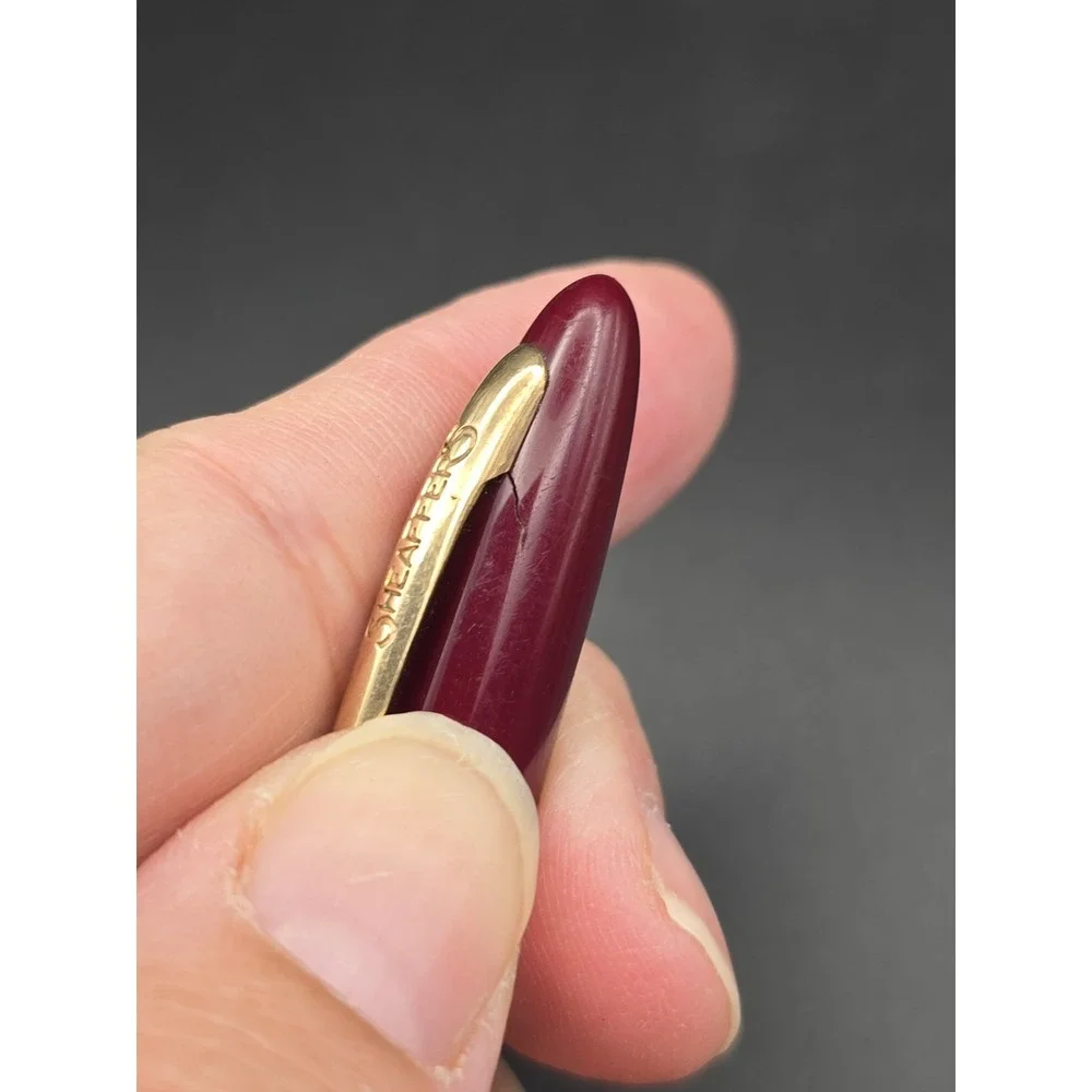 VTG Sheaffer Fountain Pen Red Burgundy 14k Yellow Gold Nib Not Tested Restoratio